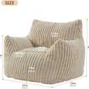 Achicsofar Giant Bean Bag Chairs for Adults Teens, Large Bean Bag Sofa Chairs with Filling Comfy Fuzzy BeanBag Chair with Armrests for Bedroom Living Room Reading, Medium