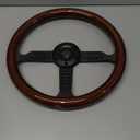14 Inch Wooden Racing Steering Wheel, Universal 6 Hole Bolt Steering Wheel with Horn Buttons Multi-Hole Black Spoke Steering Wheel for Rally/Motorsport/Car Simulator Driving