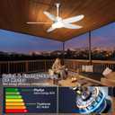 Outdoor Ceiling Fan with Lights, 42 Inch Plug in Gazebo Fans with Remote APP Control, Quiet DC Motor, Dimmable 3CCT, Waterproof Hanging Fans for Patios, Porch, White