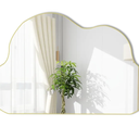 POZINO Gold Irregular Mirror, 33.5"x20.5" Cloud Shaped Mirrors, Asymmetrical Wall Mirror, Abstract Funky Frameless Mirrors for Living Room Bathroom Bedroom Entryway Fireplace