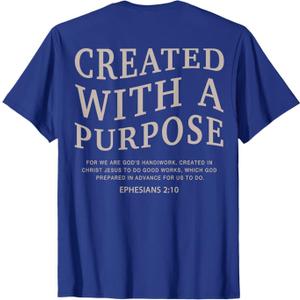 Men Created With A Purpose Christian Teen Girl Women Jesus T-Shirt L (Girls)