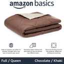 Amazon Basics Soft Comforter Blanket, Reversible Lightweight Microfiber All Season, Warm Bed Comforter, Full/Queen, Chocolate/Khaki