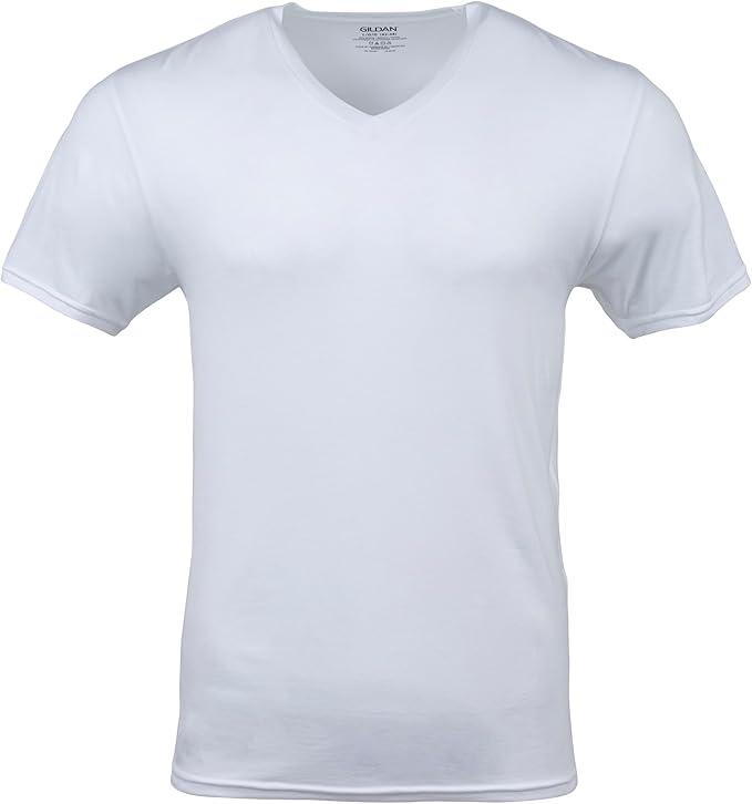 Gildan Men's V-Neck T-Shirts, Multipack, Style G1103, White (3-Pack), Medium