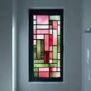 IVN Window Privacy Film Rainbow Mosaic Stained Glass Window Film Decorative Static Cling Non Adhesive Removable Reusable Window Cling for Bathroom Shower Windows Anti Glare UV Blocking 17.7x39.3 Inch (Colorful Rectangular Blocks)