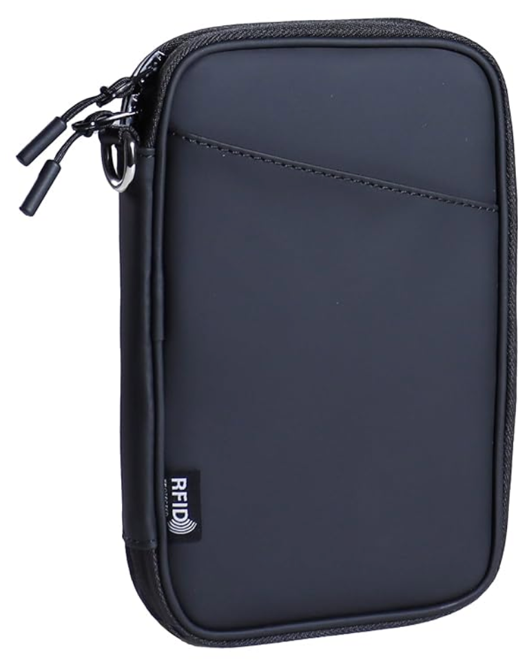 Family Passport Holder For 4 Black Passport Wallet For Travel Passport Cover Rfid Blocking For Women Waterproof Wallet With Zipper Airtag Passport Case For Men Multiple Passport Bag