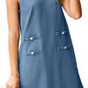 Simplee Womens Denim Dress Summer Sleeveless Casual Mini Dresses Crewneck Western Jean Dress with Pockets (Medium)