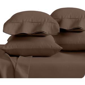 Bare Home Microfiber 4 Pack Standard/Queen Pillowcases, Cocoa, 20x30