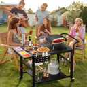Leteuke Pizza Oven Table, Grill Cart Table for Blackstone Griddle, Outdoor Pizza Oven Stand Fits Ninja, Cuisinart, Gozney, Solo Stove, BBQ Prep Tables Station with Seasoning Tray, 47"x27.5"x30", 27.55" X 47.24" X 35.8"