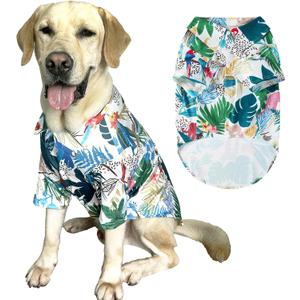 Dog Shirt, Hawaiian Summer Colorful Printed Pet Clothing Breathable and Cool Beach Style Big Dog Boy and Girl Shirt (Large, Green)