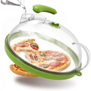 Microwave Splatter Cover with Water Steamer, Upgraded Microwave Cover for Food with Handle, Clear Plate Covers, Splatter Guard, Kitchen Essentials Gadgets, House Warming Gifts New Home, 10 Inch (Green)