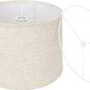 Beige Drum Lamp Shade, 13" Top x 13" Bottom x 10" High, Two Different Top Rings (Spider and UNO Fitter), Lamp Shade for Table Lamps Floor Lamps, Natural Linen Lampshade Replacement, Assembly Required