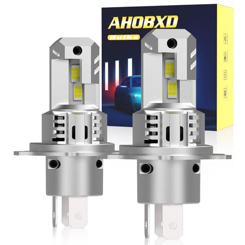 AHOBXD H4 Light Bulbs Super Bright Upgraded 900% 55000LM Brightness 6500K White H4/9003 Light Bulbs 1:1 Halogen Size Cooling Fan Plug and Play Fog Light Direct Fit Pack of 2