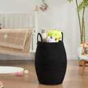 Cotton Rope Laundry Hamper Basket, 65L Woven Large Laundry Basket, Tall Dirty Clothes Hamper for Storage Blankets, Toys in Bedroom, Living Room Organizing-Collapsible-Black