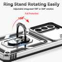 SunStory Case for Samsung Galaxy A36/A56 5G Case with HD Screen Protector & Slide Camera Cover & Rotated Ring Kickstand, [Heavy Duty Shockproof] Dual Layers Phone Case for Galaxy A36/A56 (Silver)