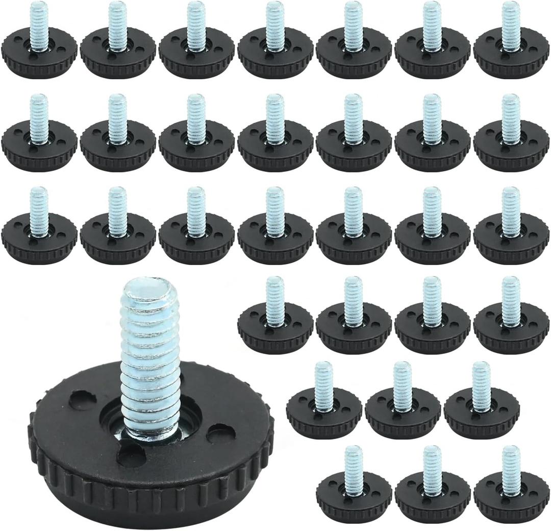 32 Pcs 1/4-20 Stainless Steel Adjustable Furniture Levelers Screw in Threaded Leveling Feet for Furniture Glide Leveling for Table Chair Cabinet Legs