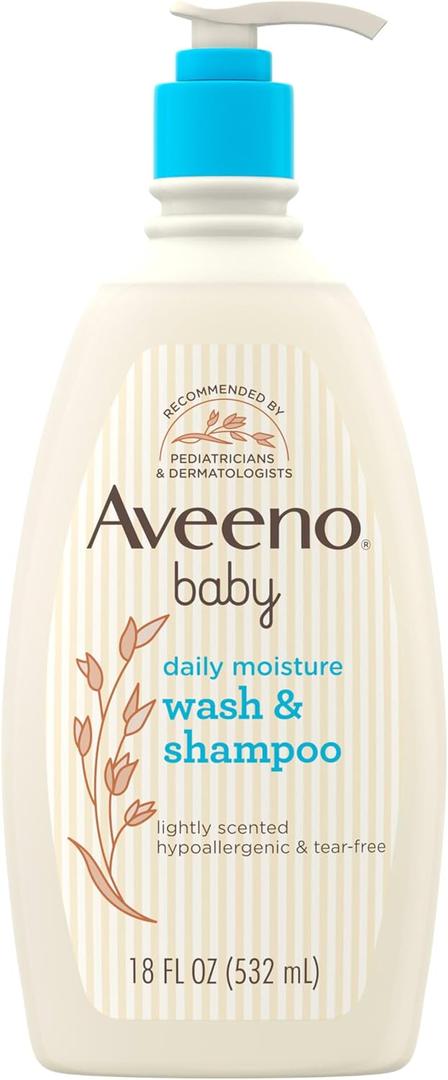 Aveeno Baby Daily Moisture Gentle Body Wash & Shampoo with Oat Extract, 2-in-1 Baby Bath Wash & Hair Shampoo, Tear- & Paraben-Free for Hair & Sensitive Skin, Lightly Scented, 18 fl. oz Aveeno Baby Daily Moisture Gentle Body Wash & Shampoo with Oat Extract, 2-in-1 Baby Bath Wash & Hair Shampoo, Tear- & Paraben-Free for Hair & Sensitive Skin, Lightly Scented, 18 fl. oz