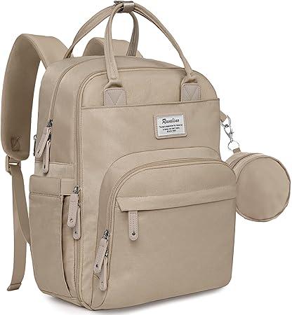 RUVALINO Diaper Bag Backpack-Multifunction Baby Travel Bag with Changing pad, Insulated Bottle Holders & Pacifier Case, Large Capacity, Waterproof, Clay