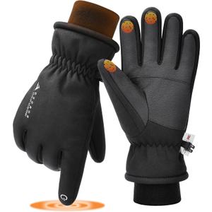 GXCROR Waterproof Ski Gloves for Men Women - Winter Warm Touchscreen Gloves for Cold Weather, Windproof for Snowboarding, Cycling & Outdoor Work (Medium)