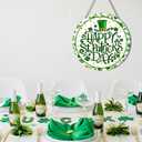 St. Patrick's Day Wreath 12 Inch Clover Porch Wreaths Happy Saint Patrick Wreaths Decor Hanging Sign Reversible Wooden Front Door Wreath for Holiday Home Door Wall Decorations Indoors Outdoors 1 Pcs
