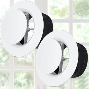 Baquler Air Vent Covers, ABS Adjustable Soffit Vent, Soffit Vents Round Ceiling Diffuser for Living Room Closet Bathroom Indoor Ventilation Use (4 Pcs, 6 Inch,White)