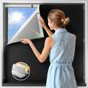 NIGHTON 100% Blackout Curtains for Bedroom, No Drill Black out Blinds With Upgraded Hook and Loop Tape, Portable Blackout Curtains for Window Cover Baby Nursery,Travel,RV- 1 Panel Black 42''W x 60'' L