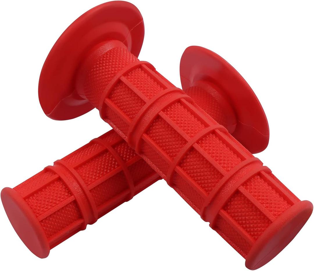 Worldmotop Motorcycle Handlebar Grips Non-Slip Soft Rubber Grips Handlebar with 7/8" 22mm 24mm Replacement for All Off Road ATV Dirt Bike, Bike Handle Grips(Red)
