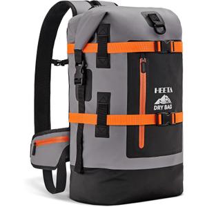 HEETA Dry Bags Waterproof Backpack 40L for Men & Women, Roll Top Heavy Duty Cushioned Hiking Backpack for Kayaking Boating Paddle Boarding Fishing Travel Camping Beach Vacation Cruise Ship Essentials (Grey) HEETA Dry Bags Waterproof Backpack 40L for Men & Women, Roll Top Heavy Duty Cushioned Hiking Backpack for Kayaking Boating Paddle Boarding Fishing Travel Camping Beach Vacation Cruise Ship Essentials (Grey)