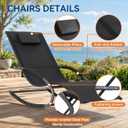 Garvee Outdoor Lounge Chair, Rocking Chair, Lounge Chair Recliner with Detachable Pillow for Patio, Lawn, Pool, Outdoor Home Furniture, Black