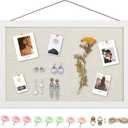 AKTOP Cork Board Bulletin Board with Linen 16.7" X 11", Small Framed Corkboard for Wall, Hanging Pin Board Picture Board for Home Office Decor, Cute Vision Board with 8 Pushpins (Vintage White)