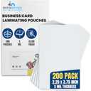 1InTheOffice Laminating Pouches 5 Mil, Business Card Laminating Pouches, 2.25"" x 3.75"", Pre-Trimmed, Moisture Resistant, Fade Resistant, 200 Pack