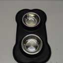 Hubulk Pet Dog Bowls 2 Stainless Steel Dog Bowl with No Spill Non-Skid Silicone Mat + Pet Food Scoop Water and Food Feeder Bowls for Feeding Small Medium Large Dogs Cats Puppies (S, Black)