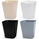 Lawei Set of 4 Plastic Small Trash Can - 1.6 Gallon Square Wastebasket Garbage Can for Home Kitchen Office Bathroom