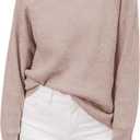 Yousify Womens Ribbed Mock Neck Batwing Sleeve Sweater Loose Knitted Pullover Sweaters Jumper Tops (Medium, 1- Oat)