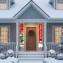 YHW Christmas Decorations Outdoor Merry Christmas Banner with String Lights Xmas Porch Door Welcome Sign Hanging Christmas Decor Indoor for Home Holiday Outdoor Wall Front Door Yard Garage