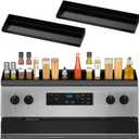 30" Magnetic Stove Top Shelf Spice Rack,2 Pack 15" kitchen Seasoning Organizers Storage Gadgets Spice Rack Over The Stove Shelf Metal,Only For Flat Top Stove (Black)