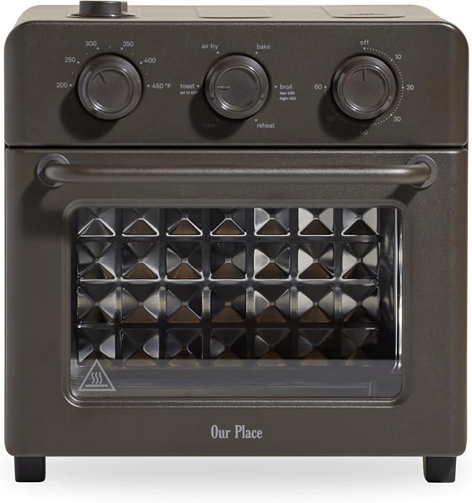 Our Place Wonder Oven, 6-in-1 Air Fryer & Toaster Oven, 2-Rack, 13 Qt
Non-toxic air fryer toaster oven combo; basket, wire rack, bake pan, crumb tray; toast, roast, bake, broil, reheat, steam