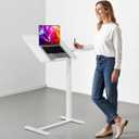 Simple Deluxe Overbed Bedside Table with Hidden Casters, Height Adjustable Desk with Tilting Top, Mobile Rolling Laptop Desk, Standing Rolling Desk Hospital Home Use, White, Large
