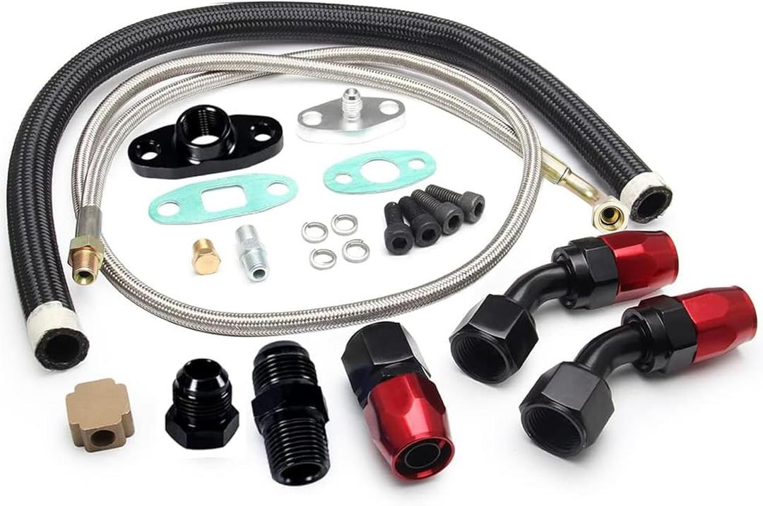 Turbo Charger Oil Drain Return Line Oil Feed Complete Kit Fit for T3 T4 GT35 T70 T66