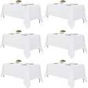 Fitable White Tablecloths for Rectangle Tables, 6 Pack - 70 x 120 Inches - Reusable and Washable Table Clothes for 6-8 Ft Tables, Polyester Fabric Table Covers for Wedding, Party, Banquet