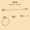 YUMORE Gold Bathroom Hardware Set, 4-Pieces Wall Mounted Bath Accessories Kit, Stainless Steel Towel Bar, Towel Ring, Toilet Paper Holder & Robe Hooks, Modern Brushed Gold Finish