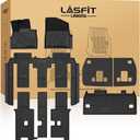 LASFIT Floor Mats & Backrest Mats & Cargo Mat for Kia Carnival Hybrid 8 Seats 2026 2025 (Not fit Gas / 7 Seats), All Weather TPE Custom Fit Floor Liners Full Set Car Mats Trunk Mat Accessoires, Black