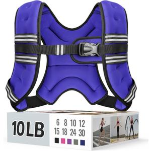 Weighted Vest for Women & Men with Reflective Stripe and Adjustable Buckle, Comfortable & Durable Rucking Vest for Walking, Running & Strength Training (10 lb, Purple)