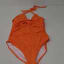 SUUKSESS Women Sexy Tummy Control One Piece Swimsuits Halter Push Up Bathing Suits (Medium, #1 Orange)