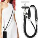 VICHUNHO Crossbody Phone Strap with 2 Tether Tabs, Adjustable Anti-Theft Cellphone Lanyard, iPhone Chain Leash Sling for Women Black