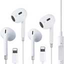 2 Pack Wired Headphones for iPhone,Earbuds Earphones Built-in Microphone & Volume Control,Compatible with iPhone 14/13/12/11/XR/XS/X/8/7/Pro/Pro Max
