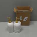 Natheeph 14OZ Ceramic Soap Dispenser Ceramic Soap Pump Dispenser Can Fill Liquid for Bathroom/Kitchen (2PC White)