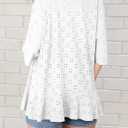 Sidefeel Lightweight Summer Cardigan for Women Spring Netted Knit Ruffle Half Sleeve Kimono Cover Ups (White, XXXL)