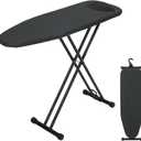 Ironing Board 43x13 with Iron Rest, RAINHOL Compact Iron Board Full Size with Thick Cover and Pad, Easy Storage Hanger with Heat-Resistant Silicone Pad, Space Saving and Height Adjustable, Black