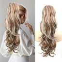 Ponytail Extension Drawstring Ponytail for Quick and Easy Hairstyling Brown & Cream Yellow 26in Natural Looking Synthetic Hair