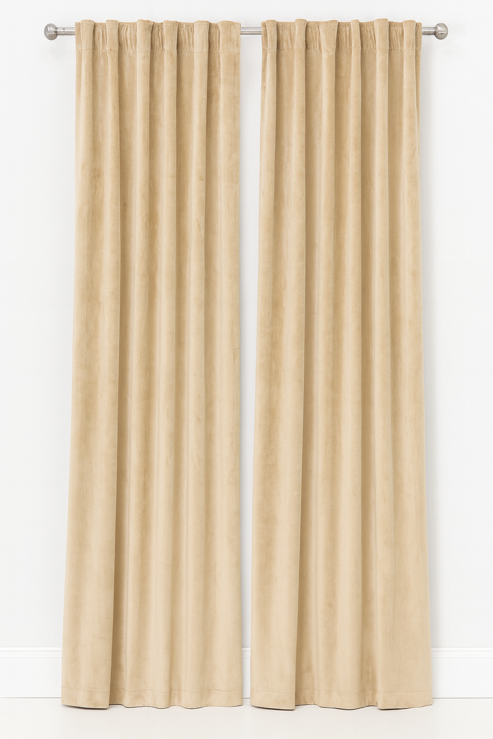 Beige Velvet Curtains Set Of 4 52x 96